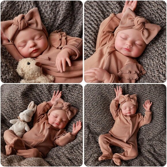 🆕20Inches Soft Cloth Body Sleeping Newborn Baby Dolls with Feeding Accessories - Picture 5 of 7